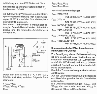 Geracord GC6031; Elektronik Gera, VEB (ID = 1060608) R-Player