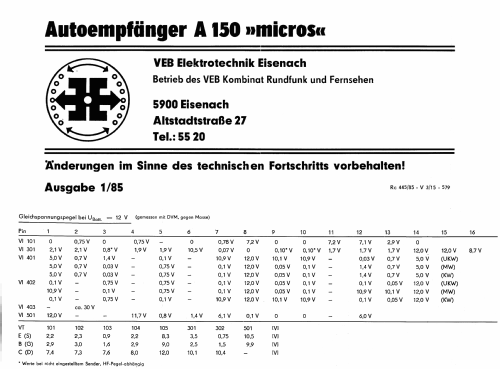 micros A150; Elektrotechnik (ID = 2562534) Car Radio