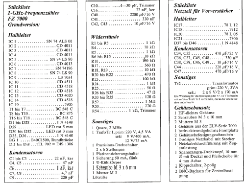 Frequenzzähler 1 GHz FZ-7000; ELV Elektronik AG; (ID = 2008384) Equipment
