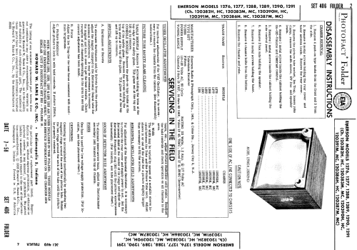 1291 Ch= 120387M; Emerson Radio & (ID = 845257) TV Radio