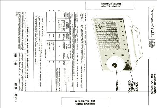 838 Ch= 120274; Emerson Radio & (ID = 2100922) Radio