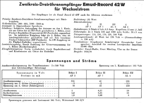 Record 42-W; Emud, Ernst Mästling (ID = 14144) Radio