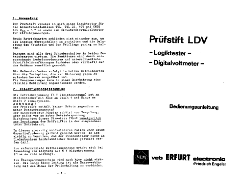 Prüfstift LDV - Logiktester-Digitalvoltmeter ; Erfurt Electronic; (ID = 2277752) Equipment