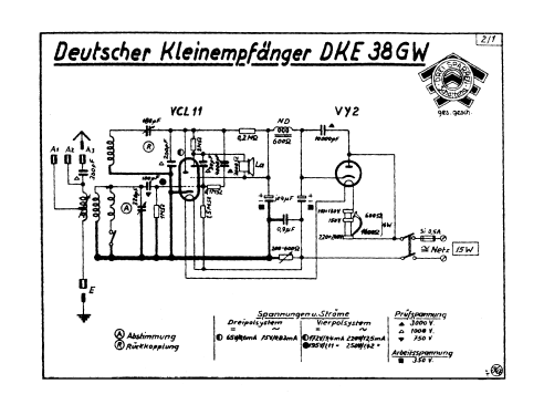 Deutscher Kleinempfänger 1938 DKE 38; Eumig, Elektrizitäts (ID = 3050101) Radio