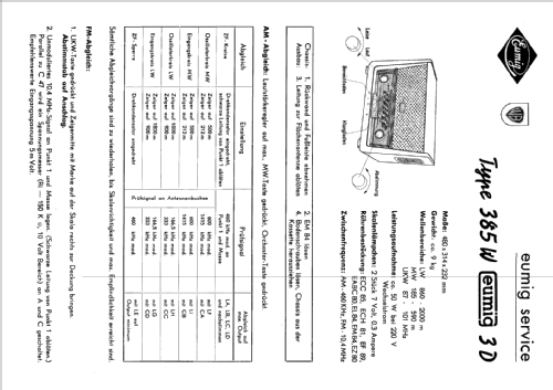 Eumig 3D 385W; Eumig, Elektrizitäts (ID = 170627) Radio