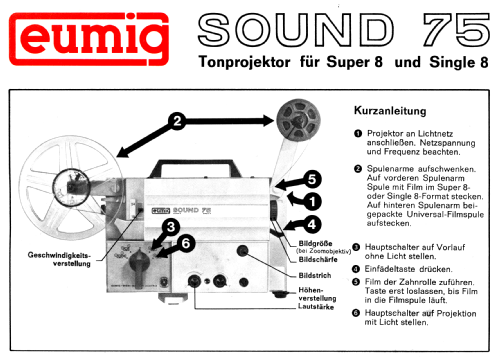 Tonfilmprojektor für Super 8 und Single 8 Sound 75; Eumig, Elektrizitäts (ID = 1640817) R-Player