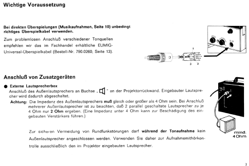 Tonfilmprojektor für Super 8 und Single 8 Sound 75; Eumig, Elektrizitäts (ID = 1640824) R-Player