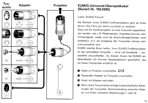 Universal-Überspielkabel 790.0260; Eumig, Elektrizitäts (ID = 1642077) Misc