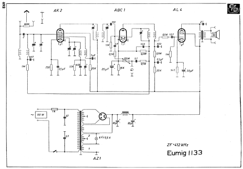 Wechselstrom-Empfänger 1133; Eumig, Elektrizitäts (ID = 1965714) Radio