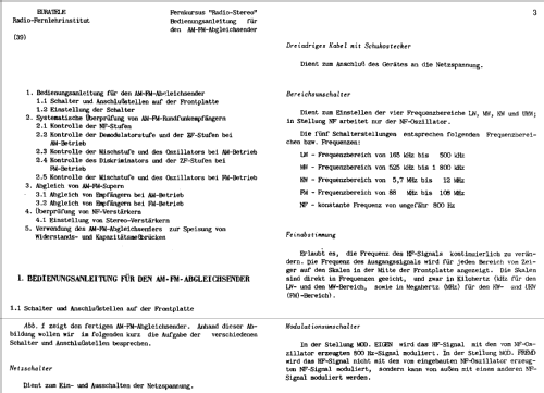 AM-FM-Abgleichsender 412; Euratele, Radio- (ID = 779237) teaching