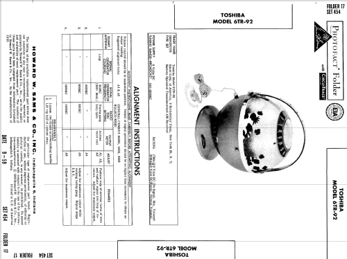 Toshiba 6TR-92 ; Excel Corp. of (ID = 602265) Radio