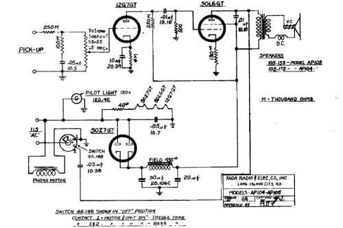 AP104 Ampl/Mixer Fada Radio & Electric Co.; Long Island NY, build ...