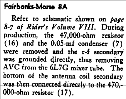 8AC-2 Ch= 8A; Fairbanks, Morse & (ID = 335642) Radio