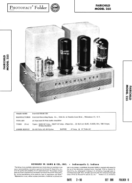 Power Amplifier 255; Fairchild Recording (ID = 2730218) Ampl/Mixer