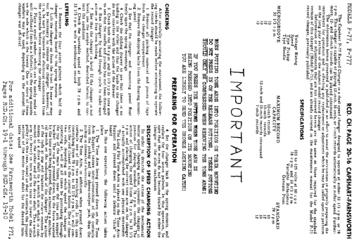Capehart P-777 ; Farnsworth (ID = 838112) Ton-Bild