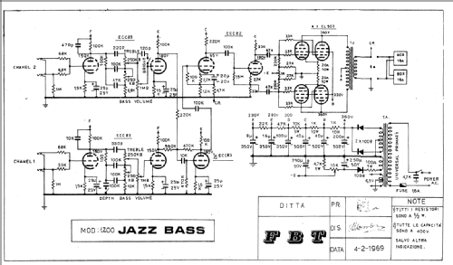 Jazz Bass 1200; FBT Elettronica S.P. (ID = 2032686) Ampl/Mixer
