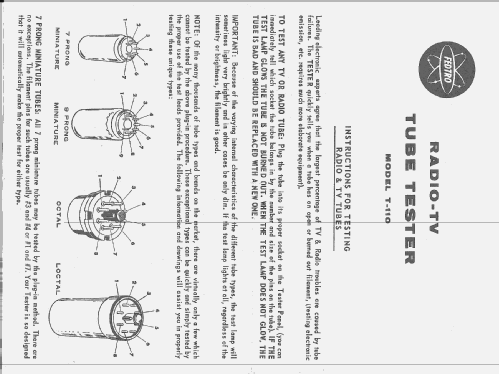 Radio-TV Tube Tester T-110; Fedtro Inc.; Long (ID = 1777876) Equipment