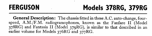 Fanfare II 378RG ; Ferguson Brand, (ID = 575580) Radio