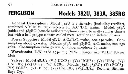 Firefly 382U; Ferguson Brand, (ID = 562198) Radio