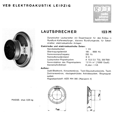 Lautsprecherchassis 123 M; Fernmeldewerk (ID = 1813212) Speaker-P