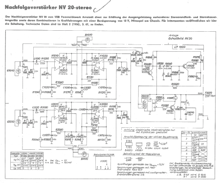 Nachfolgeverstärker NV-20 stereo; Fernmeldewerk (ID = 978342) Ampl/Mixer