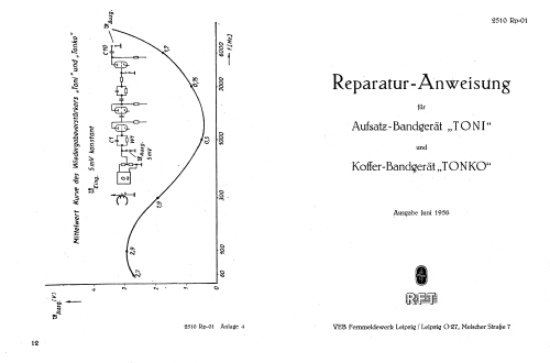 Kofferbandgerät Tonko TK-101; Fernmeldewerk (ID = 586227) Reg-Riprod