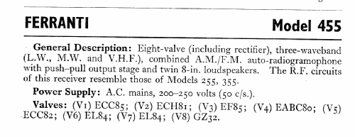 455RG; Ferranti, GB (ID = 562759) Radio