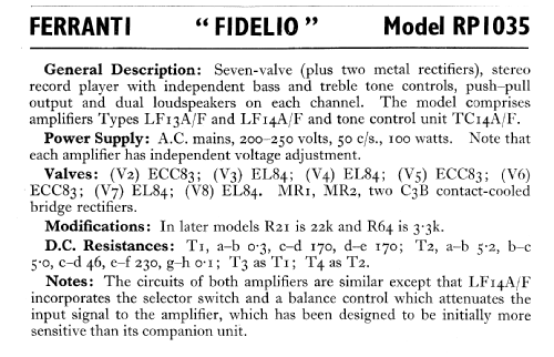 Fidelio RP1035; Ferranti, GB (ID = 593927) Ton-Bild