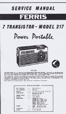 Power Portable 7 Transistor 217; Ferris Bros. Pty Ltd (ID = 2924832) Radio