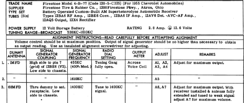 4-B-77 Code 120-5-C325; Firestone Tire & (ID = 238050) Car Radio