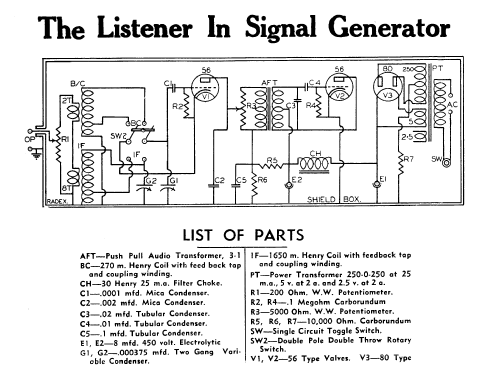 The Listener In Signal Generator ; Precedent brand of, (ID = 2121206) Equipment