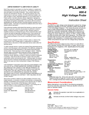 High Voltage test Probe 80K-6; Fluke, John, Mfg. Co (ID = 2946492) Equipment