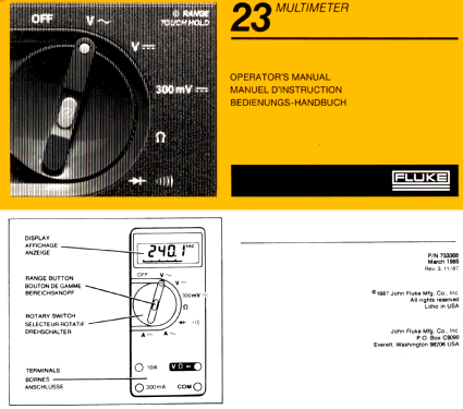 Digital Multimeter 23; Fluke, John, Mfg. Co (ID = 2017241) Equipment