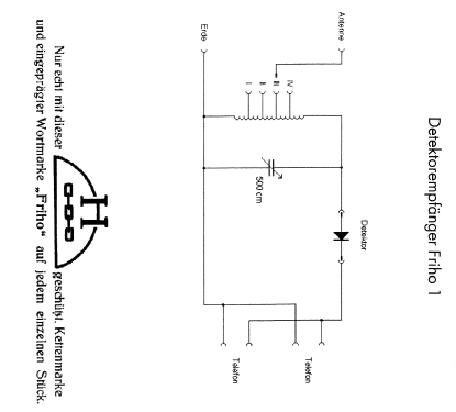 Detektor-Empfänger Friho 1; Friho, Fritz Hofmann (ID = 93362) Galène