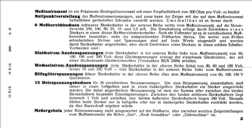 Röhrenprüfgerät W12H; Funke, Max, Weida/Th (ID = 110438) Equipment