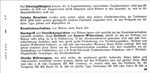 Röhrenprüfgerät W12H; Funke, Max, Weida/Th (ID = 110450) Equipment