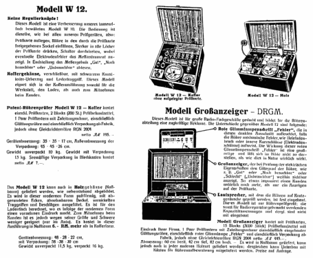 Röhrenprüfgerät W12H; Funke, Max, Weida/Th (ID = 2556422) Equipment