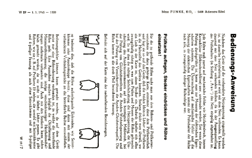 Röhrenprüfgerät W19S; Funke, Max, Weida/Th (ID = 1899526) Equipment