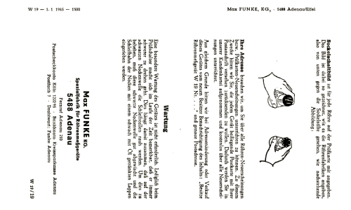 Röhrenprüfgerät W19S; Funke, Max, Weida/Th (ID = 1899538) Ausrüstung