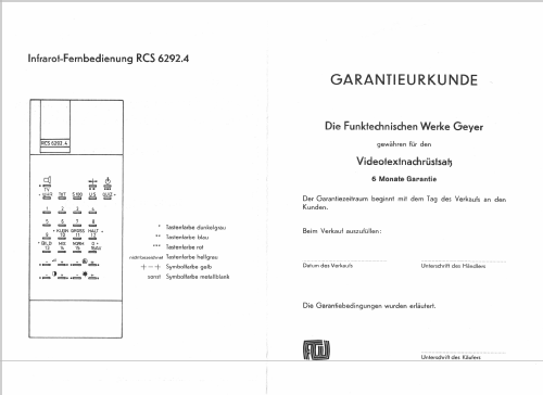 Infrarot-Fernbedienung RCS6292.4; Funktechnische Werke (ID = 2240370) Misc