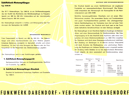 Schiffsfunk-Notempfangsgerät 1340.10; Funkwerk Dabendorf (ID = 1345024) Commercial Re