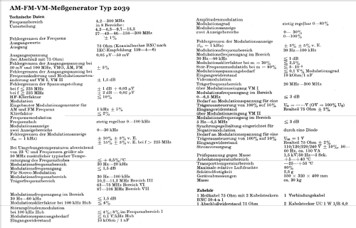 AM-FM-VM-Messgenerator 2039; Funkwerk Erfurt, VEB (ID = 841996) Equipment