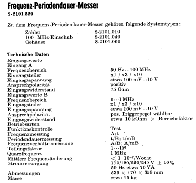 Frequenz-Periodendauermesser S-2101.520; Funkwerk Erfurt, VEB (ID = 1884313) Ausrüstung