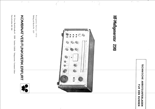 HF-Messgenerator 2510; Funkwerk Erfurt, VEB (ID = 1493486) Ausrüstung