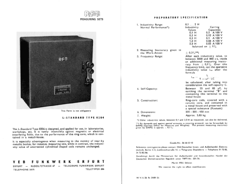 L-Normal 0204; Funkwerk Erfurt, VEB (ID = 1778402) Equipment