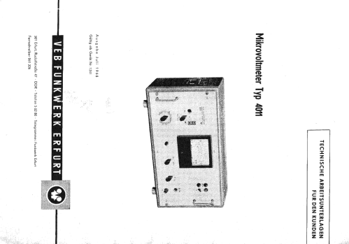 Mikrovoltmeter 4011; Funkwerk Erfurt, VEB (ID = 102123) Equipment