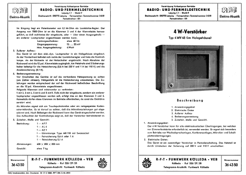 4-Watt-Verstärker 4WV48; Funkwerk Kölleda, (ID = 2488600) Ampl/Mixer