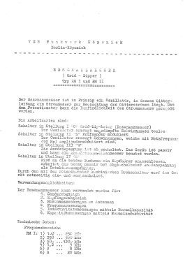 Resonanzmesser RM II ; Funkwerk Köpenick, (ID = 2703404) Equipment
