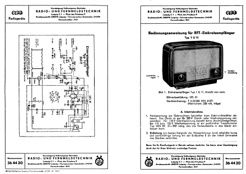 1U11; Funkwerk Leipzig, (ID = 120217) Radio