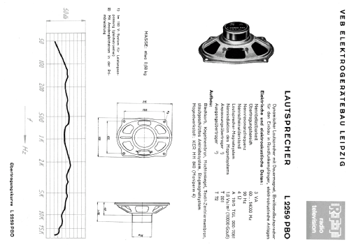 Lautsprecherchassis L2259PBO; Funkwerk Leipzig, (ID = 1146384) Speaker-P